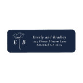 Dark Navy White Monogram Floral Accent Address (Vorne)