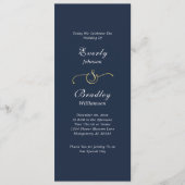 Dark Navy White Simple Script Elegante Hochzeit Programm (Vorderseite)