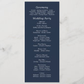 Dark Navy White Simple Script Elegante Hochzeit Programm (Rückseite)