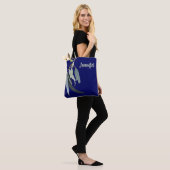 Dark Navy with Watercolor Leaves Named Tasche (Am Model)
