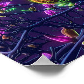 Dark Neon Magnolia Botanical Poster (Ecke)