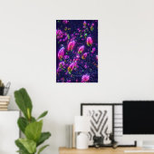 Dark Neon Magnolia Botanical Poster (Heimbüro)