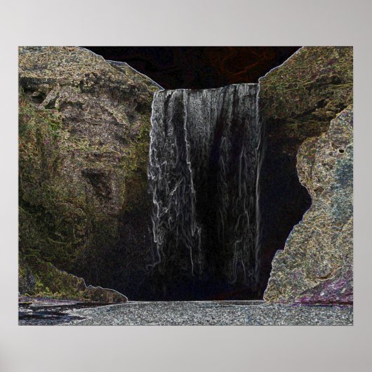 Dark Neon Waterfall Poster (Vorne)