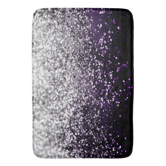 Dark Night Lila Black Silver Glitzer #1 #shiny Badematte (Vorderseite Vertikal)