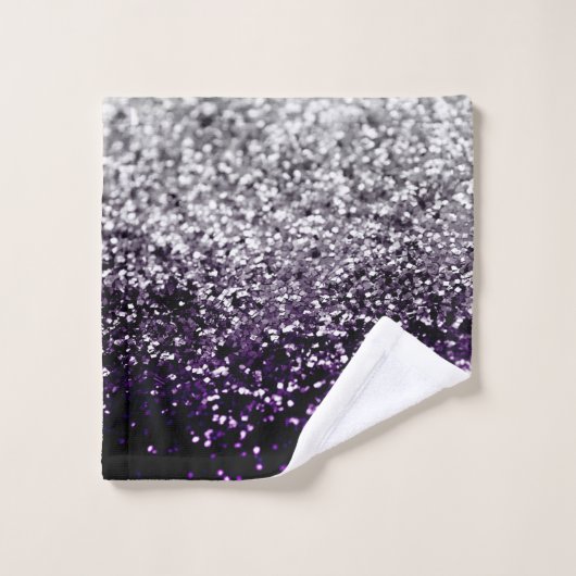 Dark Night Lila Black Silver Glitzer #1 #shiny Badhandtuch Set (Waschlappen)