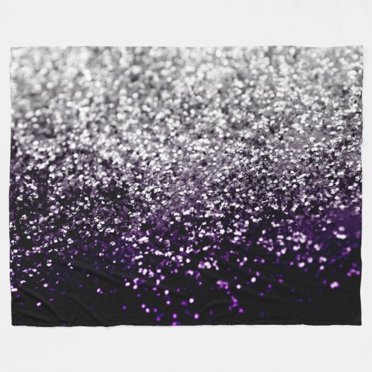 Dark Night Lila Black Silver Glitzer #1 #shiny Fleecedecke (Vorderseite (Horizontal))