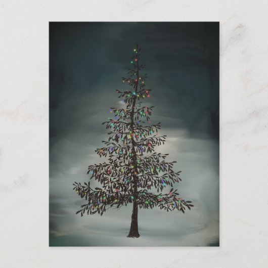 Dark Night Modern Moody Holiday Weihnachtsbaum Postkarte (Vorderseite)