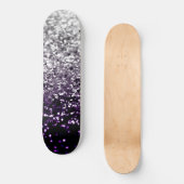 Dark Night Purple Black Silver Glitter #1 Skateboard (Vorderseite)