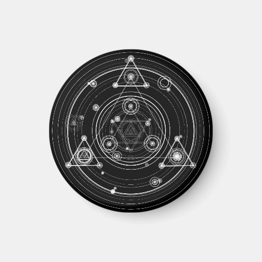 Dark occult style sacred geometry magnet (Vorne)