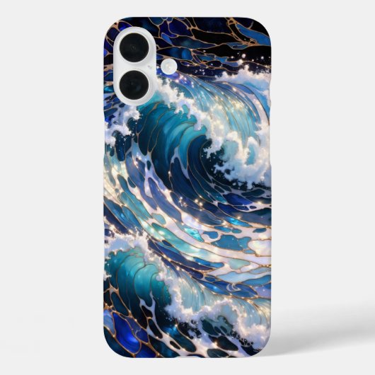 Dark Ocean Wave Aesthetic Phone Case Blue (Rückseite)
