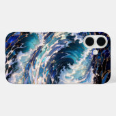 Dark Ocean Wave Aesthetic Phone Case Blue (Rückseite (Horizontal))