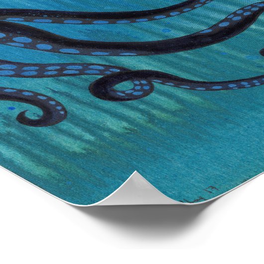 Dark Octopus Tentacles Akryllisches Malplakat Poster (Ecke)