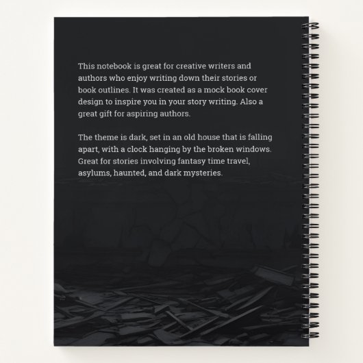 Dark Old Clock Book Cover Inspiration Notebook Notizblock (Rückseite)