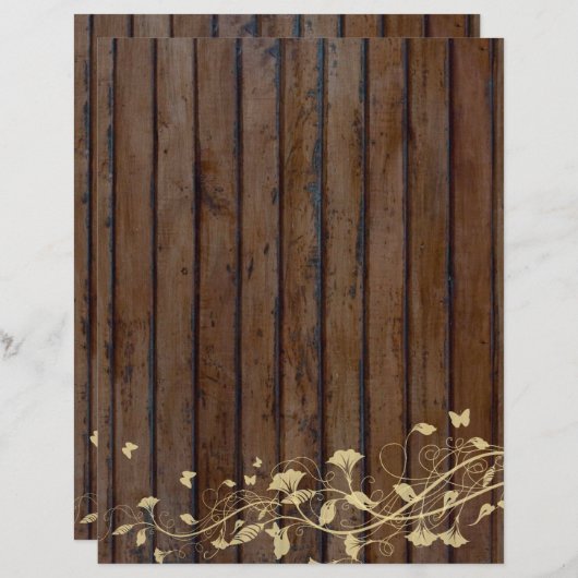 Dark Old Wood Wedding Program (Vorne/Hinten)