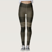 Dark Olive Black Muted Flannel Plaid Leggings (Vorderseite)