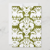 Dark Olive Damask Vintage Wedding Einladung (Rückseite)