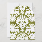 Dark Olive Damask Vintage Wedding Einladung (Rückseite)
