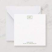 Dark Olive Green Budget Monogram Simple Modern Mitteilungskarte (Vorderseite)