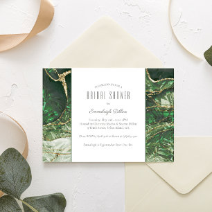 Dark Olive Green Emerald Gemstone Brautparty Einladung