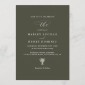 Dark Olive Green Formal Modern Typography Wedding Einladung (Vorderseite)