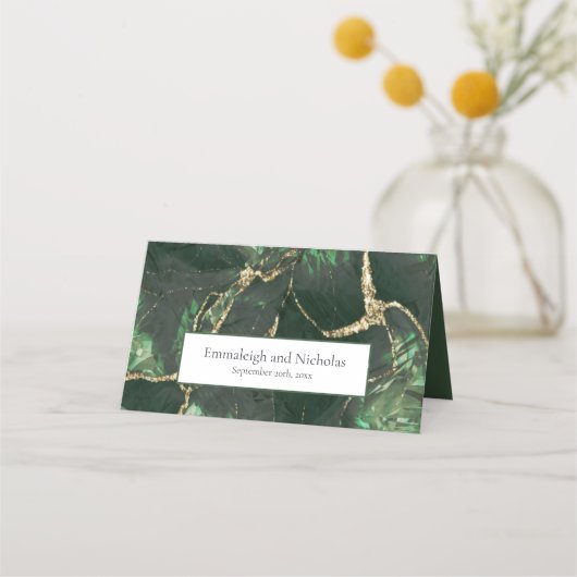 Dark Olive Green Gemstone Platzkarte (Rückseite)
