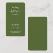 Dark Olive Green Minimalistisches Skript Beruflich Visitenkarte (Vorne/Hinten)