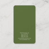 Dark Olive Green Moderne Elegant Visitenkarte (Rückseite)