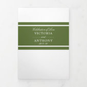 Dark Olive Green Moderne Hochzeitssuite Dreifach Gefaltete Einladung (Cover)