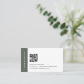 Dark Olive Green | Moderner Minimalistischer QR-Co Visitenkarte (Stehend Vorderseite)