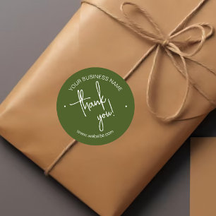 Dark Olive Green Scripting Business Vielen Dank Runder Aufkleber