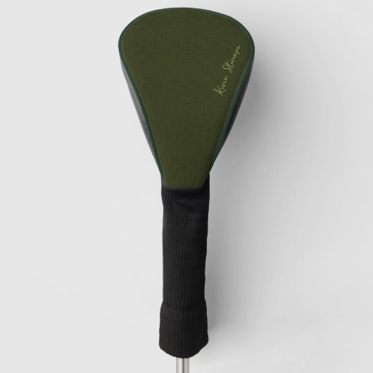 Dark olive textured golf headcover (Vorderseite)