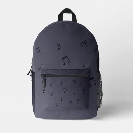 Dark Ombre Musical Notes Bedruckter Rucksack (Vorderseite)