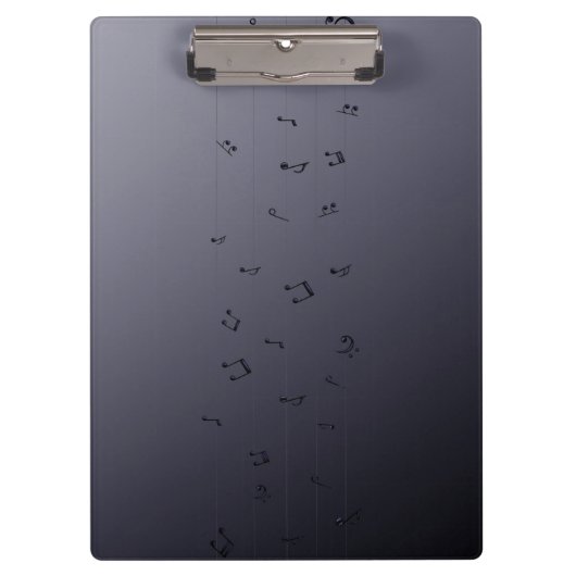 Dark Ombre Musical Notes Grau Klemmbrett (Vorderseite)