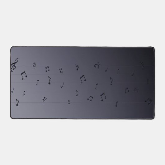 Dark Ombre Musical Notes Grau Schreibtischunterlage (Vorderseite)