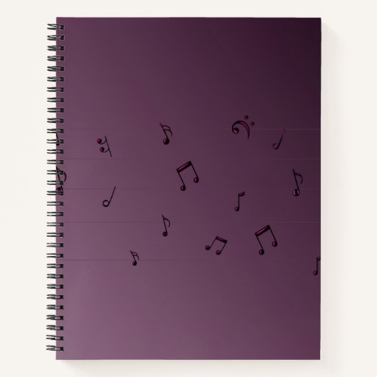 Dark Ombre Musical Notes Mauve Notizblock (Vorderseite)