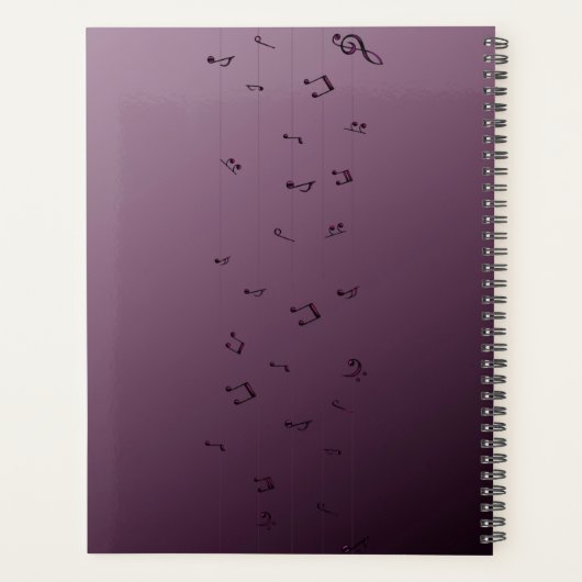Dark Ombre Musical Notes Mauve Planer (Rückseite)