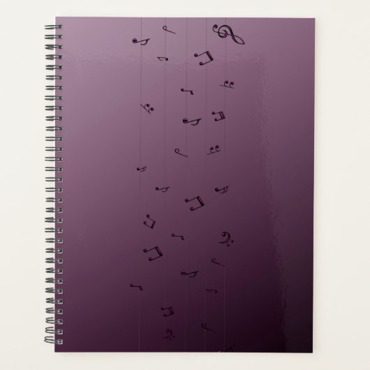 Dark Ombre Musical Notes Mauve Planer (Vorderseite)