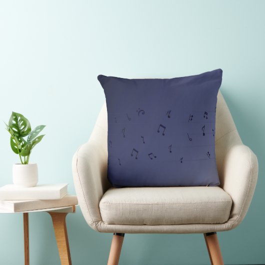Dark Ombre Musical Notes Navy Kissen (Stuhl )
