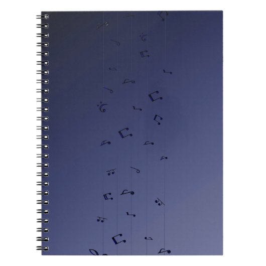 Dark Ombre Musical Notes Navy Notizblock (Vorderseite)