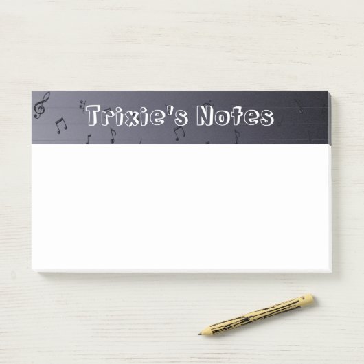Dark Ombre Musical Notes Navy Post-it Klebezettel (Auf Schreibtisch)