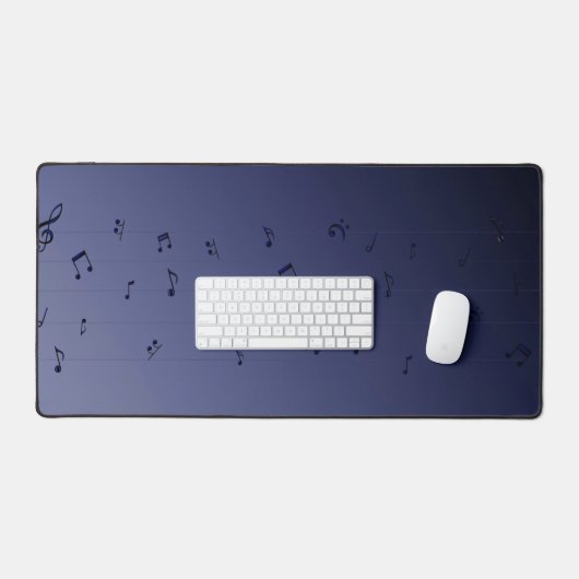 Dark Ombre Musical Notes Navy Schreibtischunterlage (Tastatur & Maus)