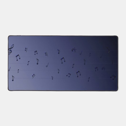 Dark Ombre Musical Notes Navy Schreibtischunterlage (Vorderseite)