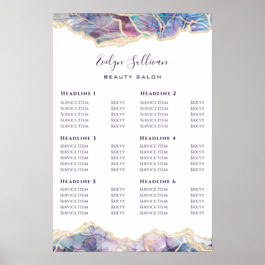 Dark Opal Design Preisliste Poster (Vorne)