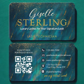 Dark Opal Glam Modern Lash Tech QR Code Visitenkarte