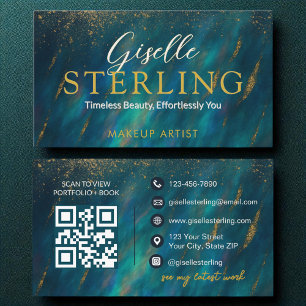 Dark Opal Glam Stone Script Modern QR Code Visitenkarte
