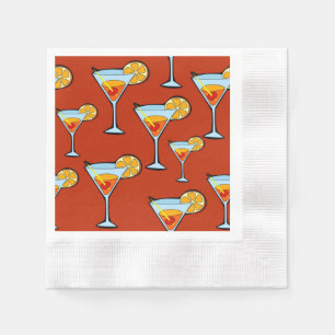 Dark Orange Martini Cocktail Muster Papier Napkin Serviette