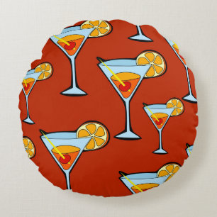 Dark Orange Martini Cocktail Muster Rundes Kissen