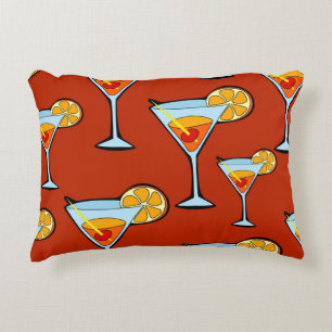 Dark Orange Martini Cocktail Muster Zierkissen