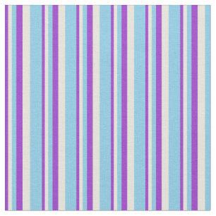 Dark Orchid, Beige & Sky Blue Lines Muster Stoff
