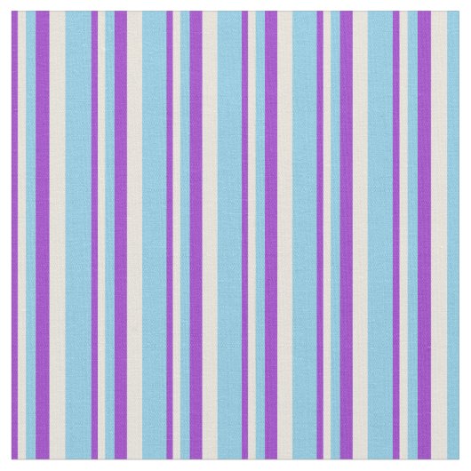 Dark Orchid, Beige & Sky Blue Lines Muster Stoff (Nahaufnahme)